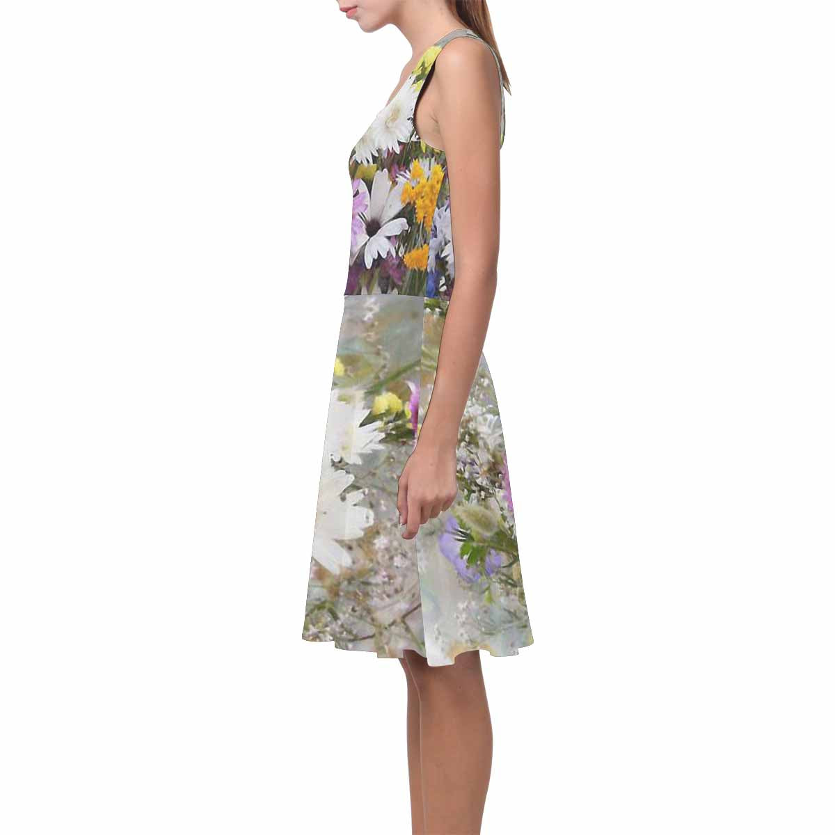 Vintage floral short summer flare dress,  XS to 3XL plus size, model D09534 Design 02