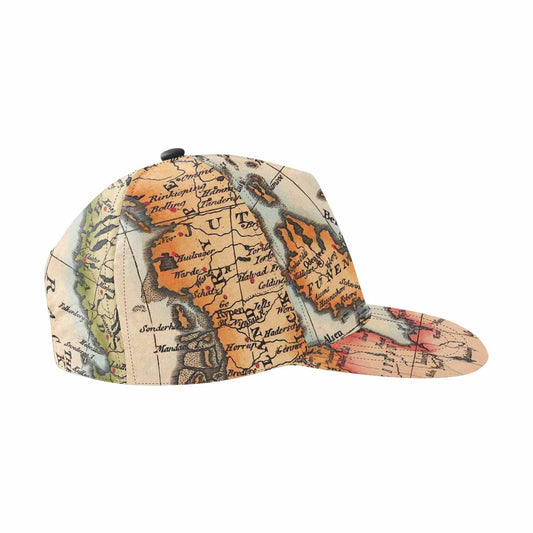 Antique Map design mens or womens deep snapback cap, trucker hat, Design 34