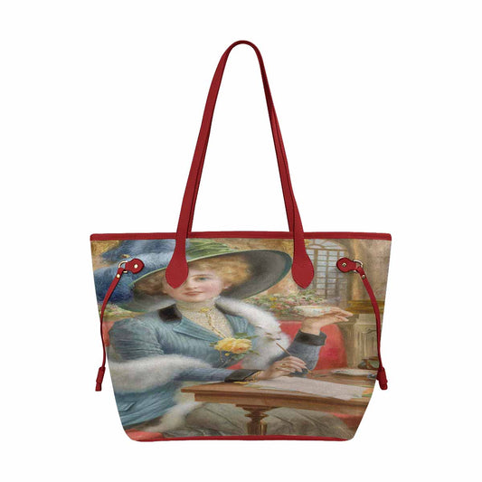 Victorian Lady Design Handbag, Model 1695361 Elegant Lady, RED TRIM