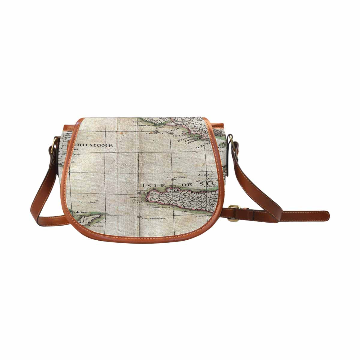 Antique Map design Handbag, saddle bag, Design 6