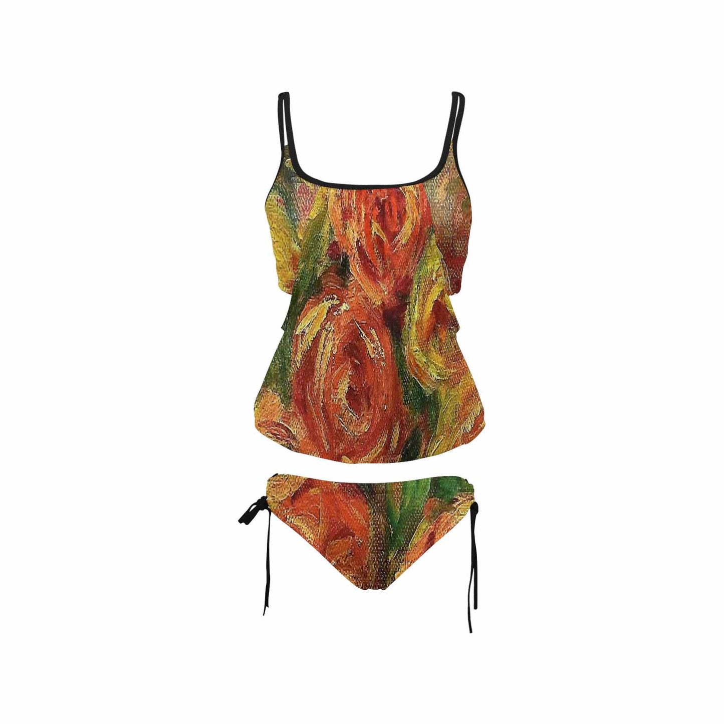 Vintage floral,cover belly tankini beach wear, swim wear, Design 18