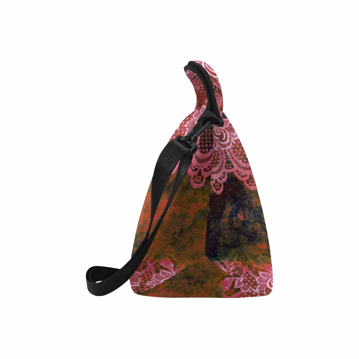 Victorian lace print insulated lunch bag, design 32