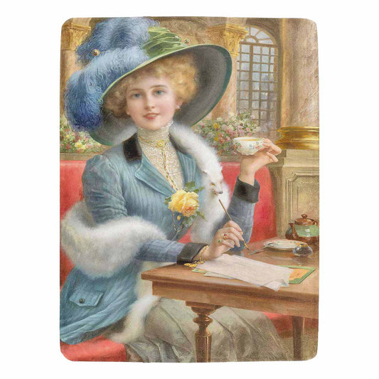 Victorian Lady Design BLANKET, LARGE 60 in x 80 in, ELEGANT LADY