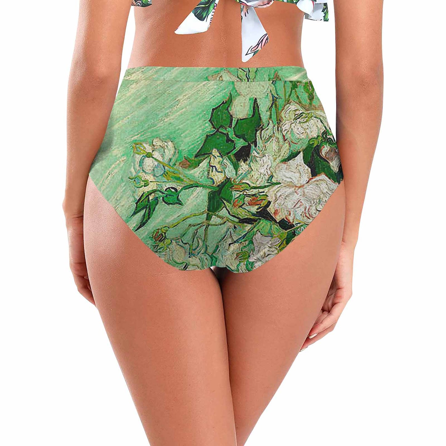 Vintage floral High waist bikini bottom, Design 45