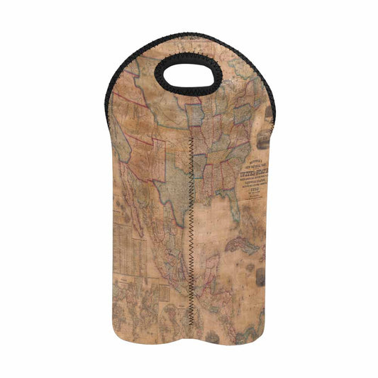2 Bottle Antique map wine bag,Design 28
