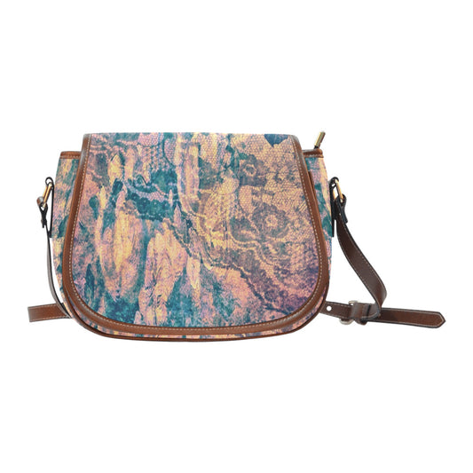 Vintage floral handbag, Design 17XX Model 1695341 Saddle Bag/Large (Model 1649)