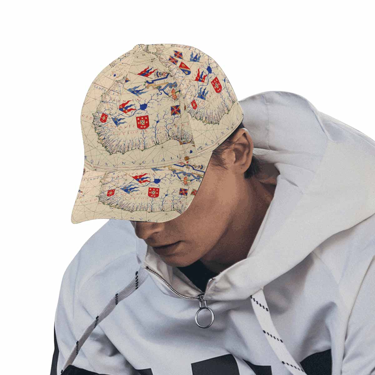 Antique Map design dad cap, trucker hat, Design 45