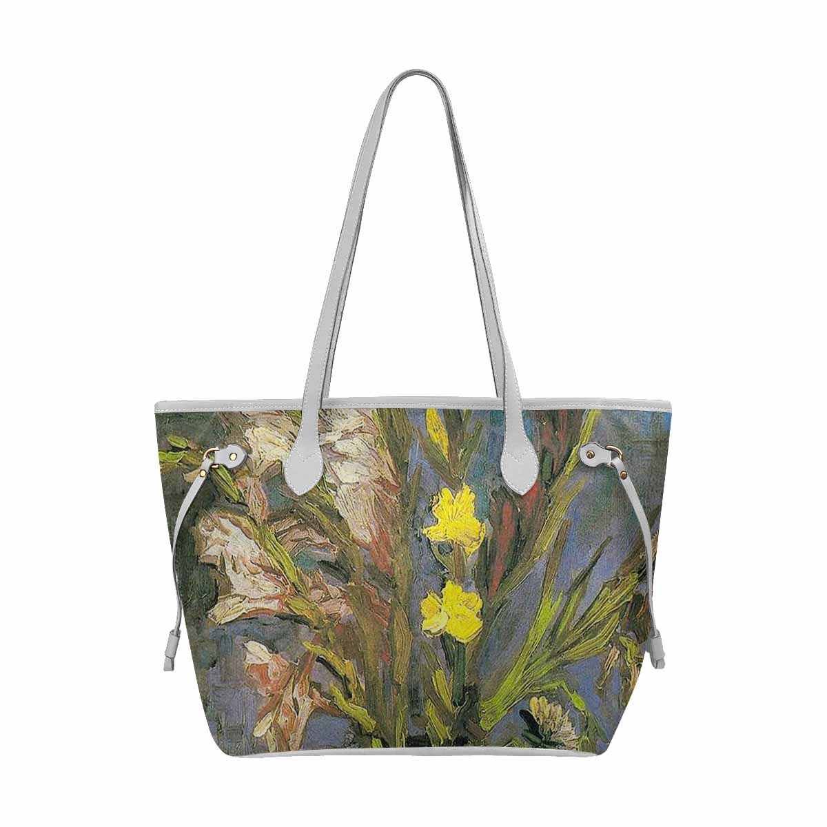 Vintage Floral Handbag, Classic Handbag, Mod 1695361 Design 59, WHITE TRIM