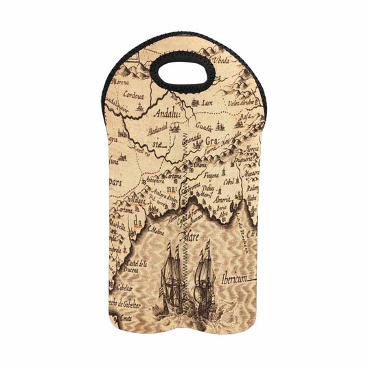 2 Bottle Antique map wine bag,Design 25