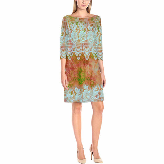 Victorian printed lace loose dress, Design 31