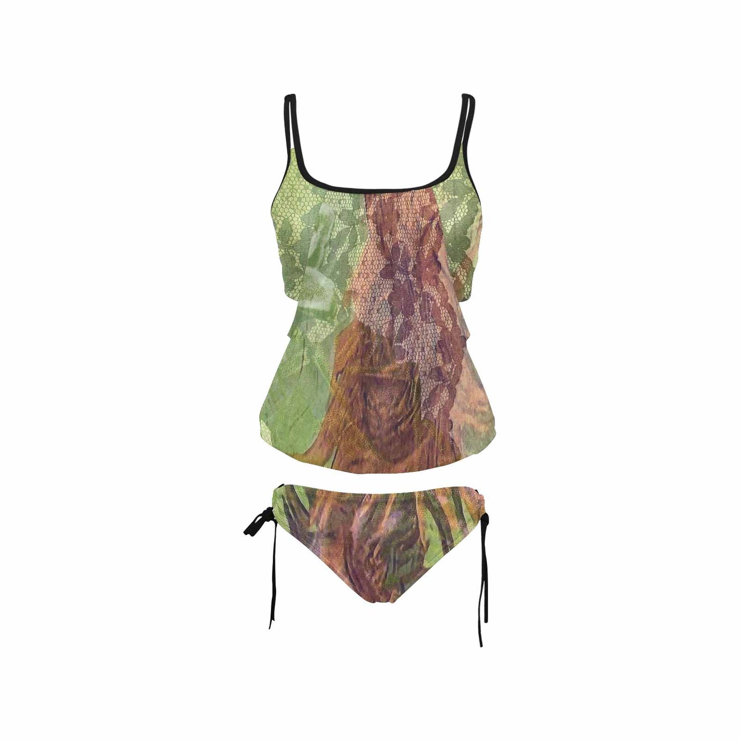 Vintage floral,cover belly tankini beach wear, swim wear, Design 48xx