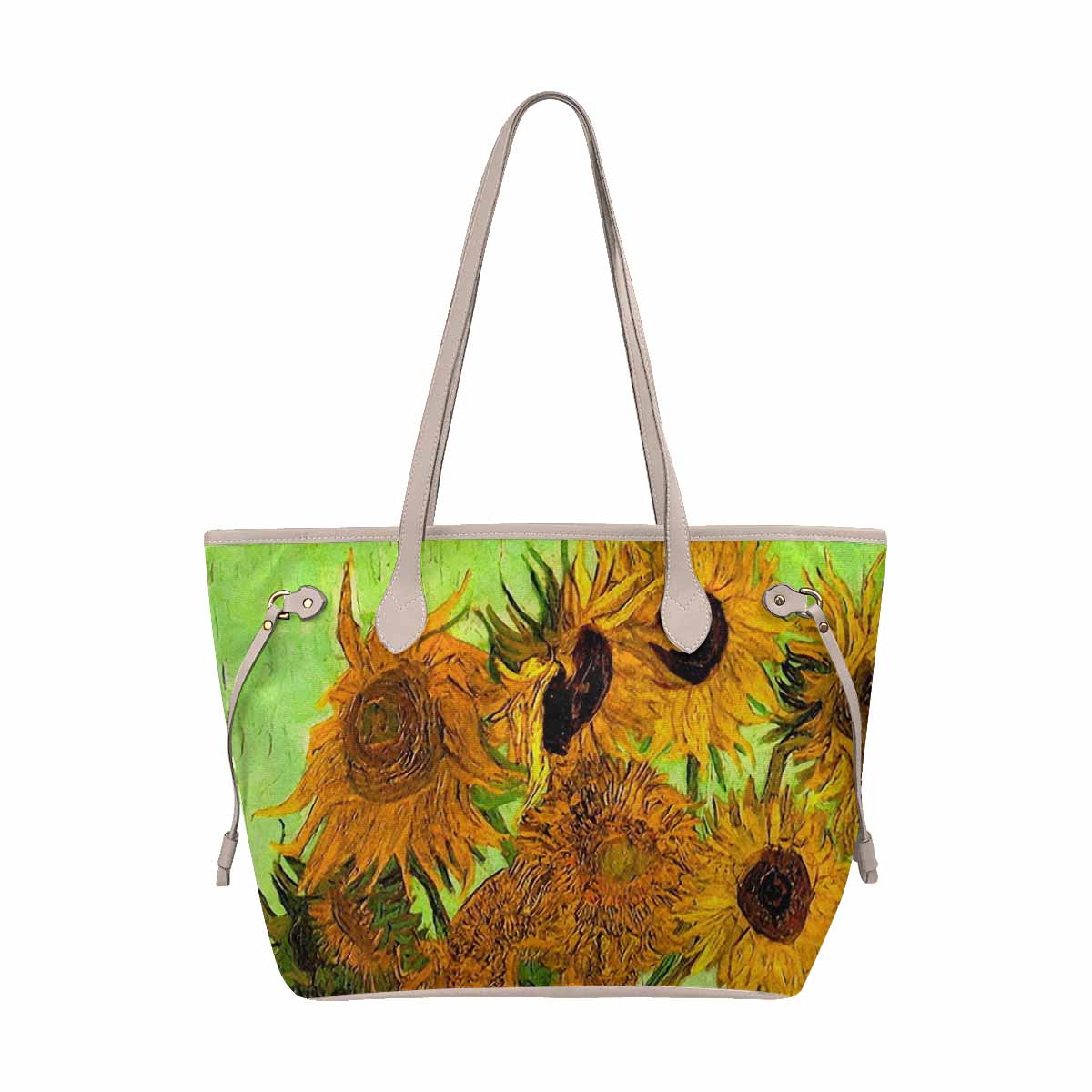 Vintage Floral Handbag, Classic Handbag, Mod 1695361, Design 48, BEIGE/TAN TRIM