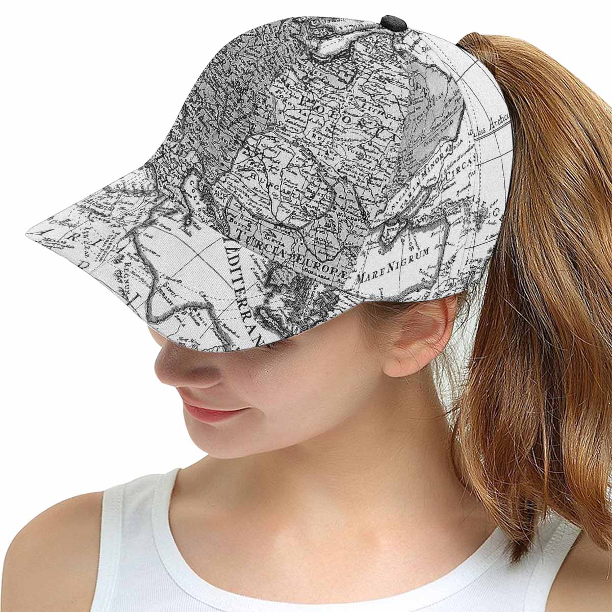 Antique Map design mens or womens deep snapback cap, trucker hat, Design 41