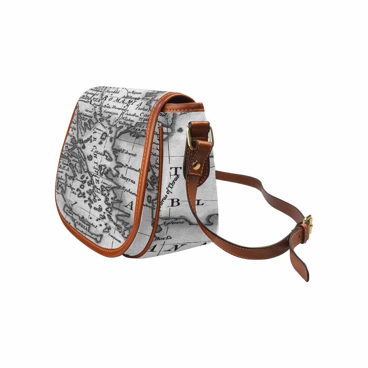 Antique Map design Handbag, saddle bag, Design 20