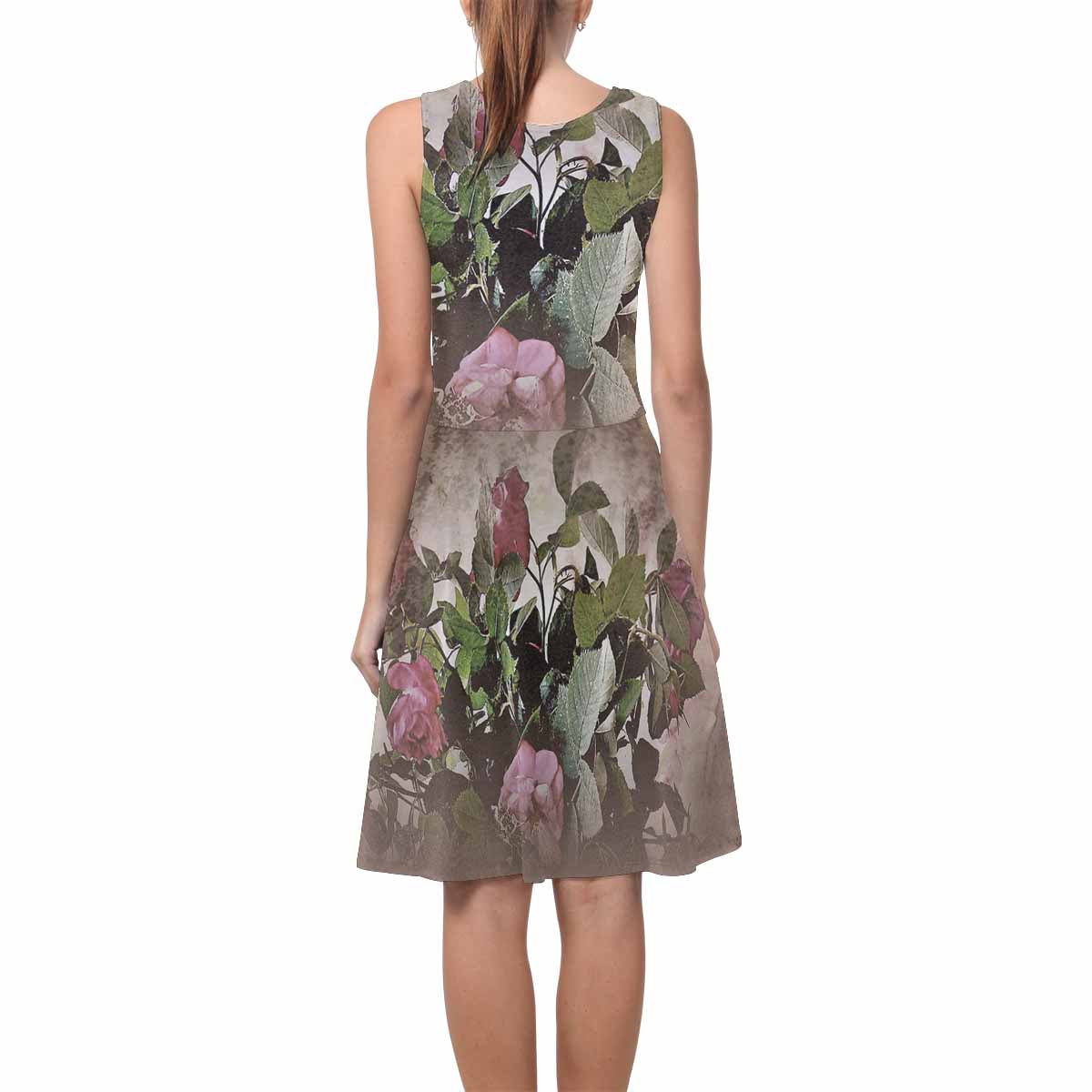 Vintage floral short summer flare dress,  XS to 3XL plus size, model D09534 Design 22x