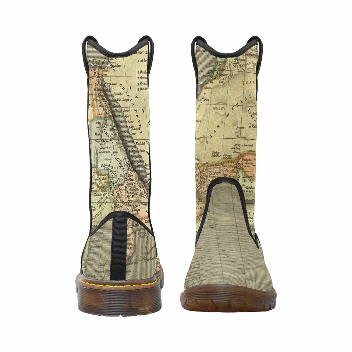 Antique Map design womens western lumber boots, Design 4