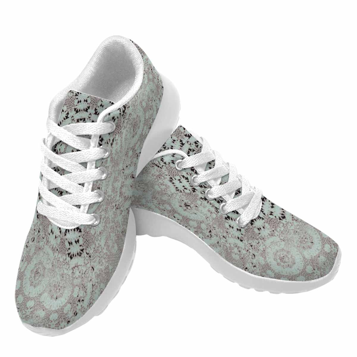 Victorian lace print, womens cute casual or running sneakers, design 51