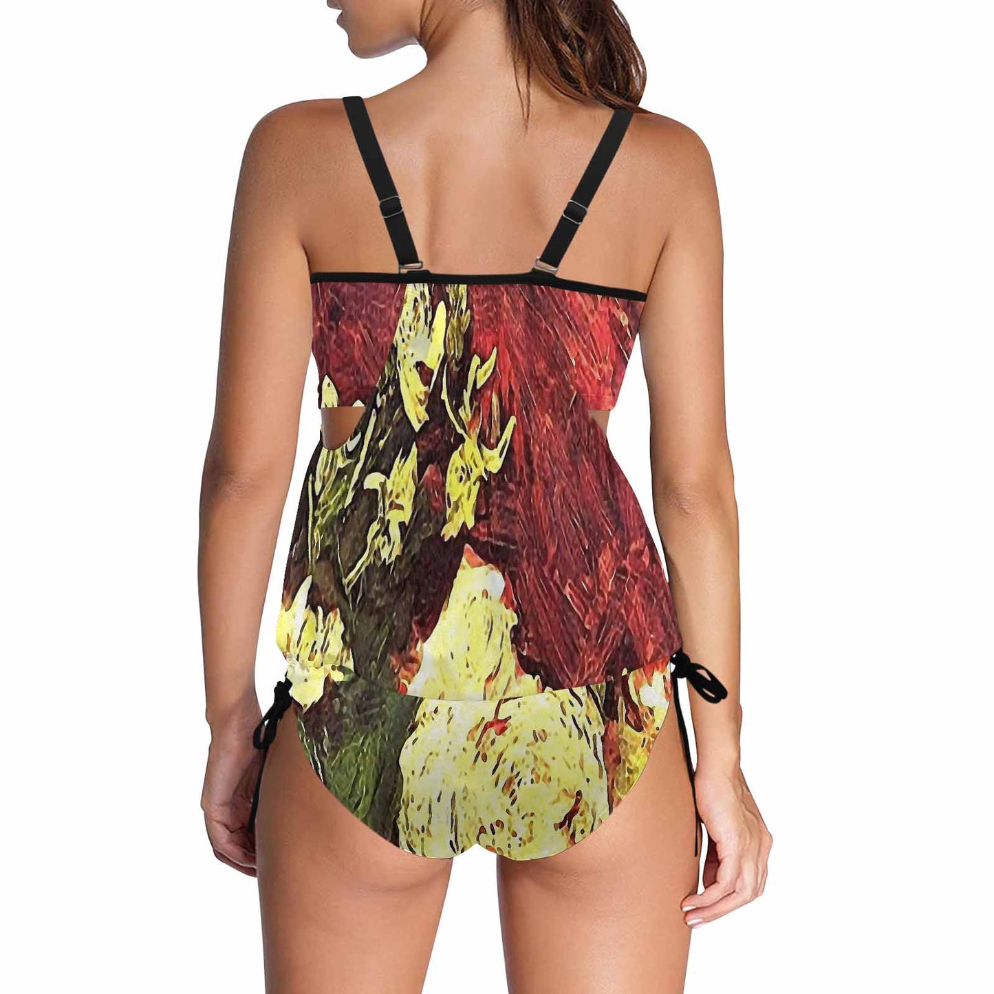 Vintage floral,cover belly tankini beach wear, swim wear, Design 27