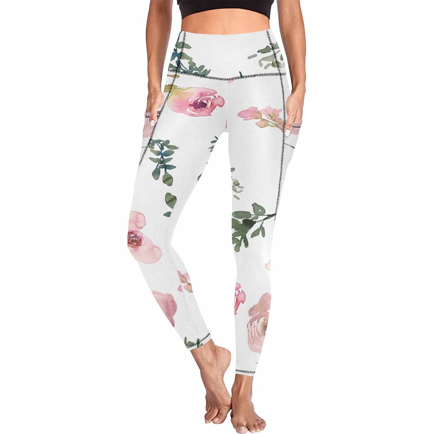 Floral 2, active wear leggings, outside surge, design 62
