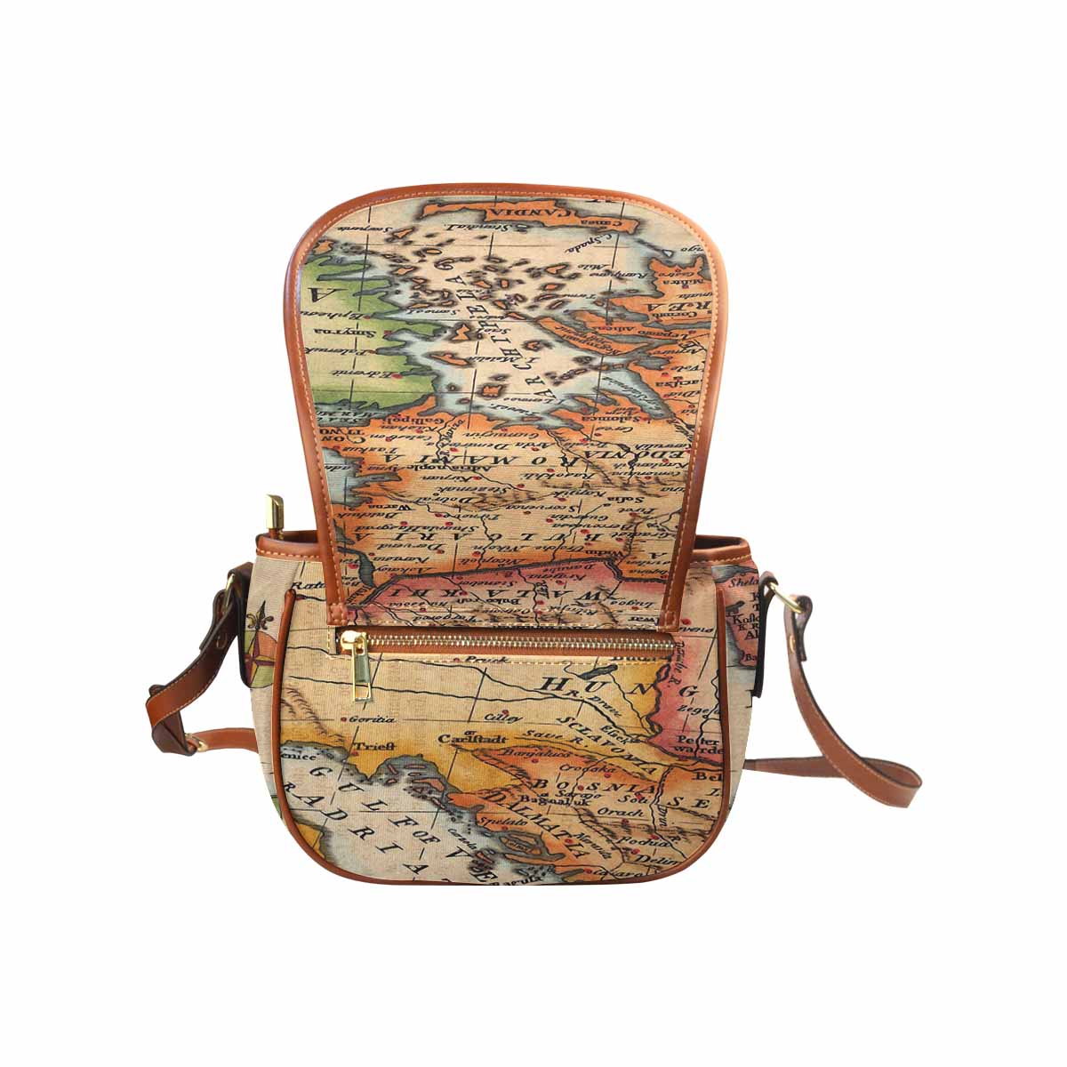 Antique Map design Handbag, saddle bag, Design 22