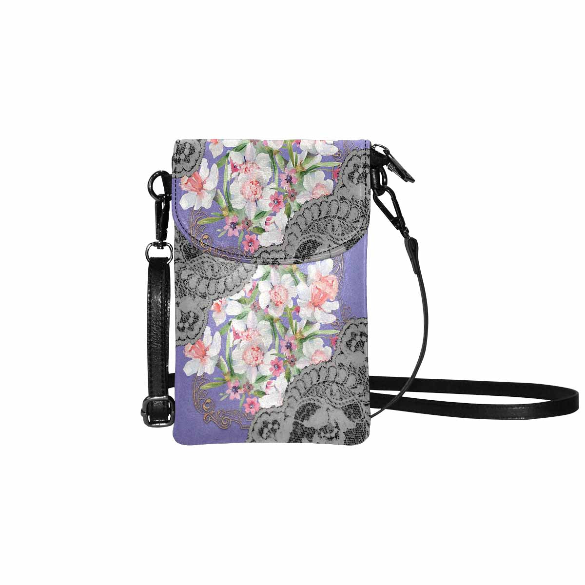 Victorian lace print cell phone purse, mobile purse, Design 45