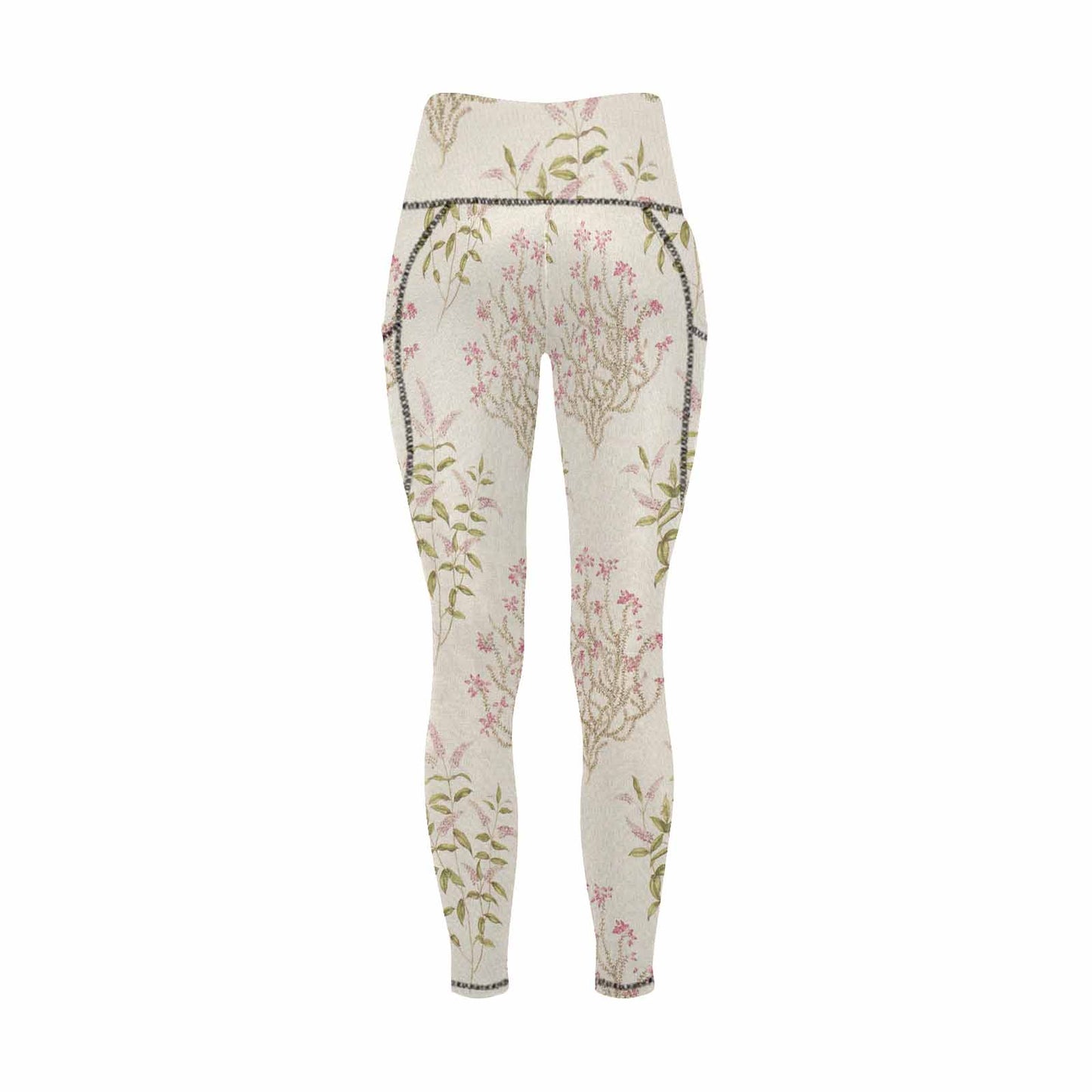 Floral 2, active wear leggings, outside surge, design 23