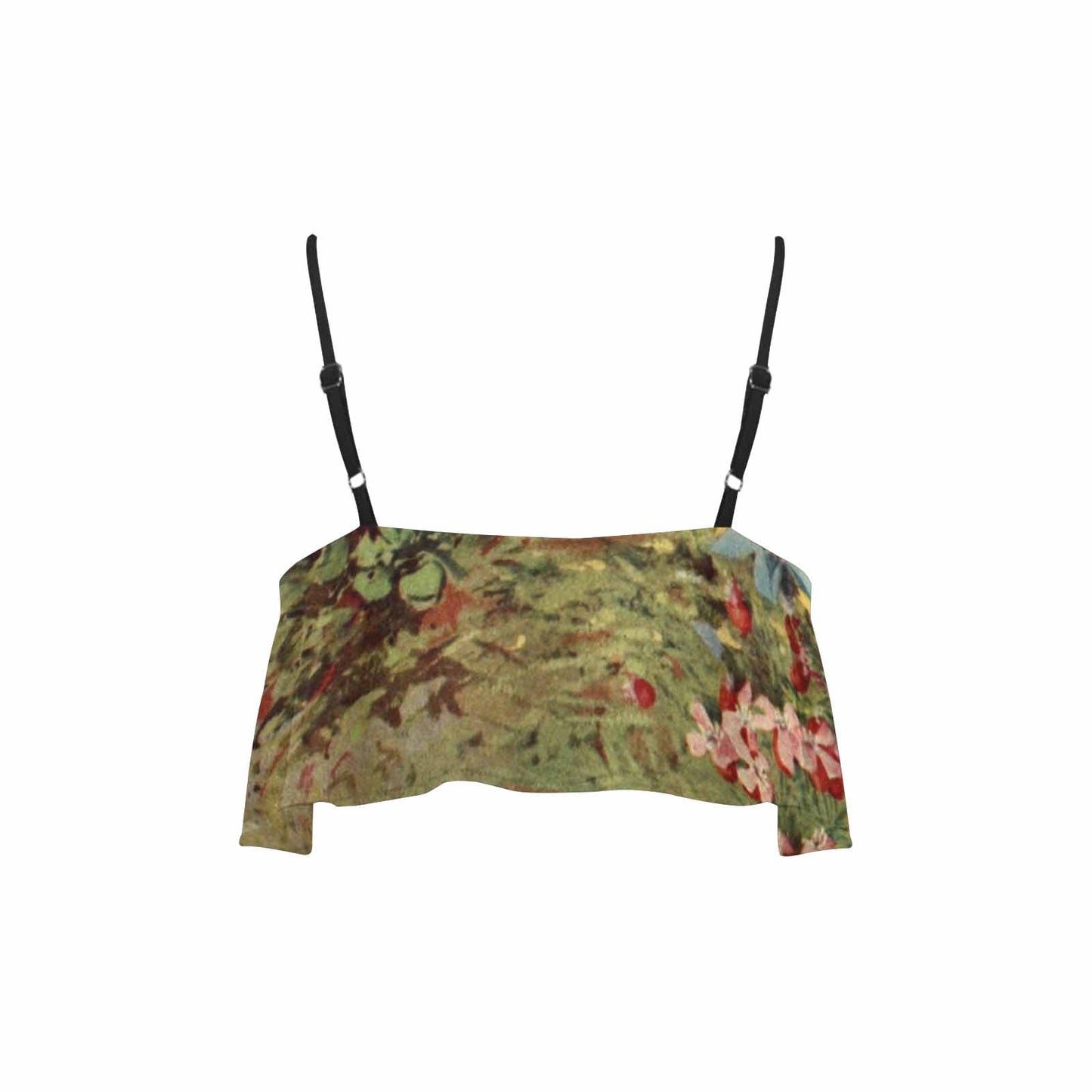 Vintage floral flounce bikini top, Design 39