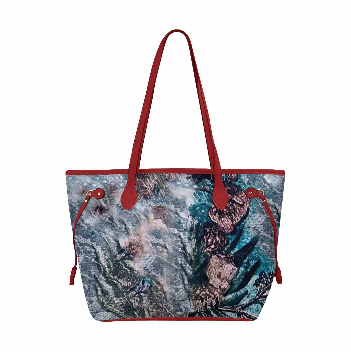 Vintage Floral Handbag, Classic Handbag, Mod 1695361, Design 50xx RED TRIM