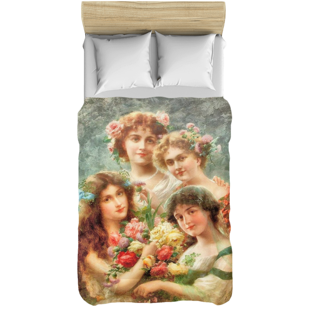 Victorian lady design comforter, twin, twin XL, queen or king, GIRLS
