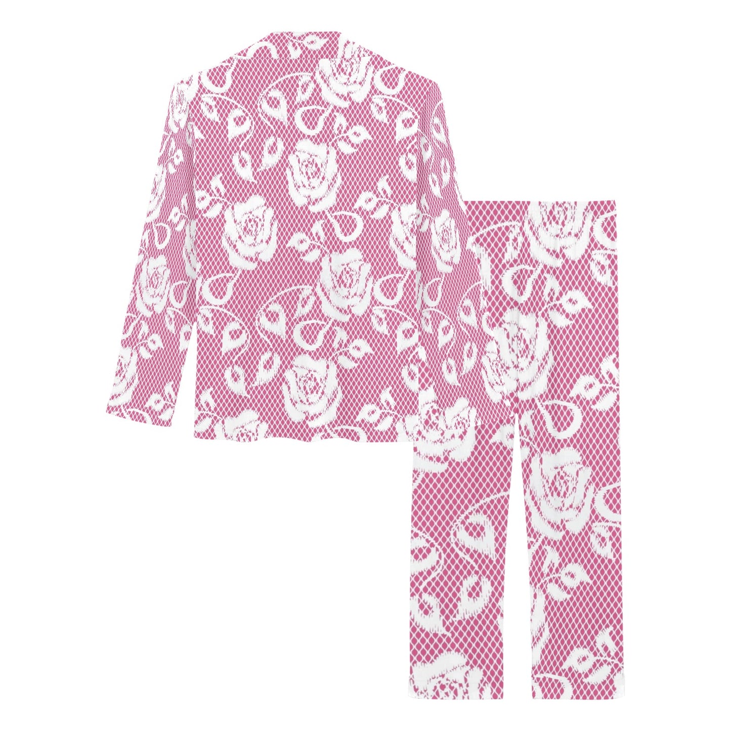 Victorian printed lace pajama set, design 17 Women's Long Pajama Set (Sets 02)