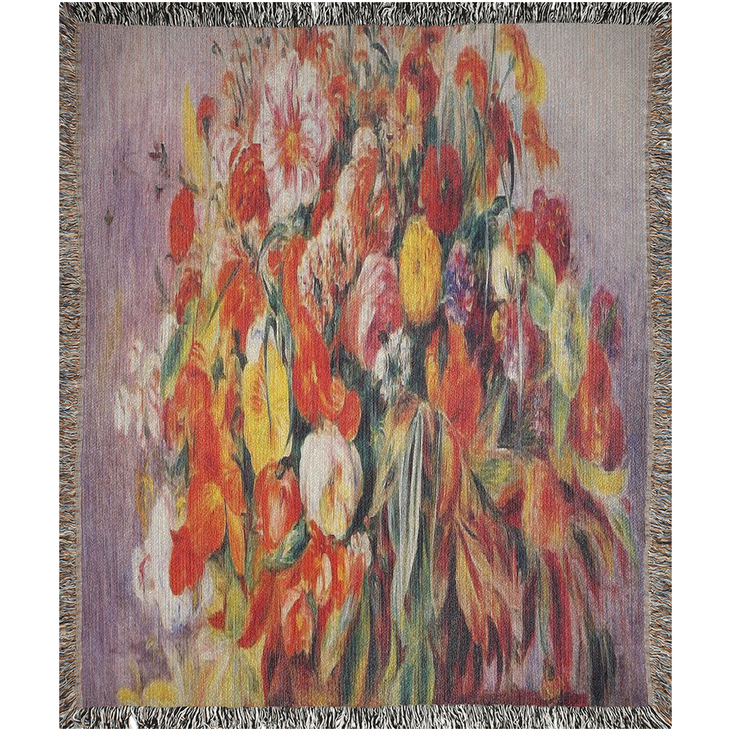 100% cotton Vintage Floral design woven blanket, 50 x 60 or 60 x 80in, Design 19