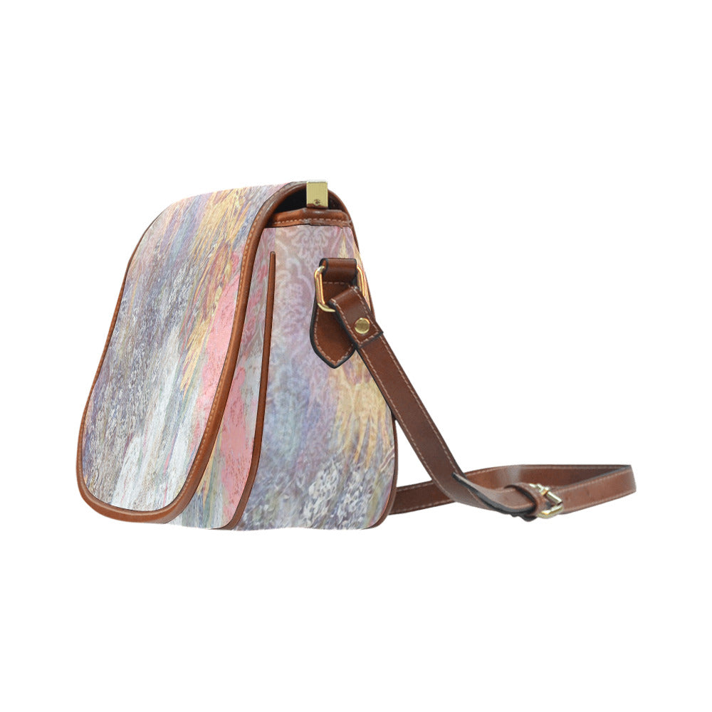 Vintage floral handbag, Design 54x Model 1695341 Saddle Bag/Large (Model 1649)