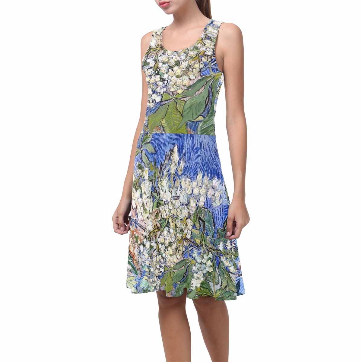 Vintage floral short summer flare dress,  XS to 3XL plus size, model D09534 Design 04