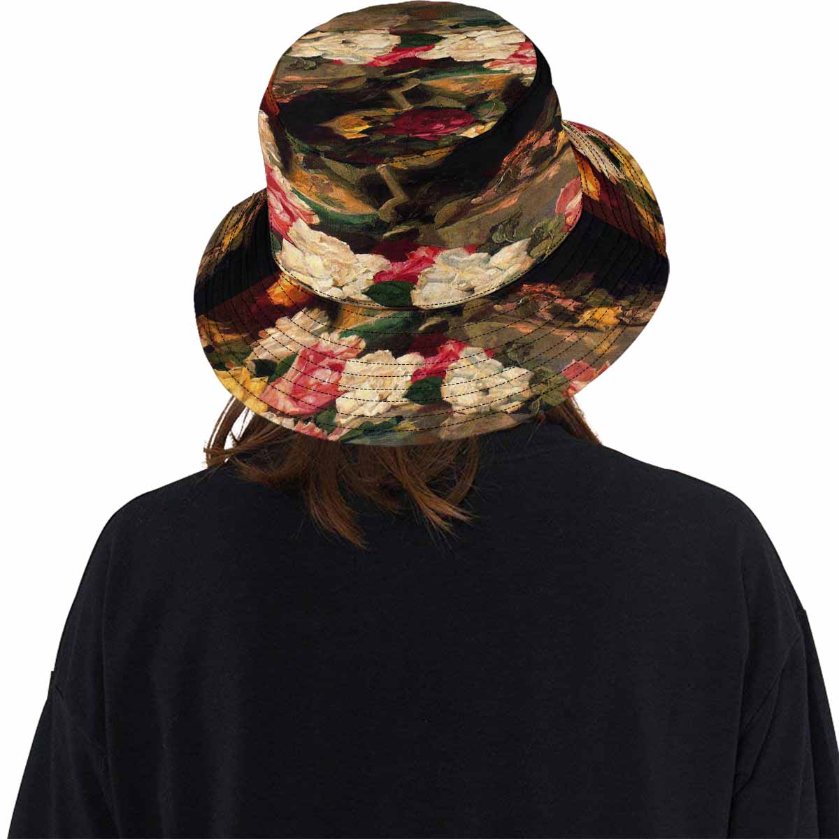 Vintage floral unisex bucket boonie Hat, outdoors hat, Design 37