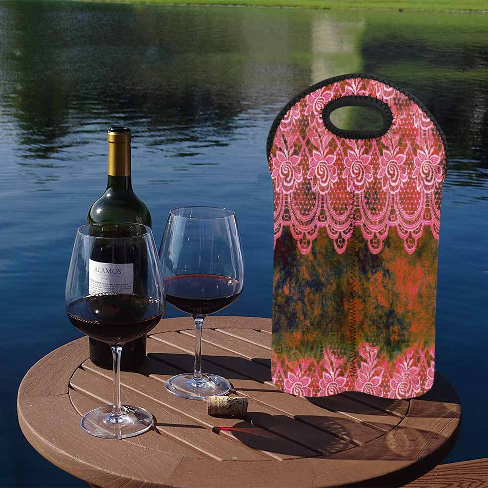 2 Bottle Victorian lace print wine bag, Design 32