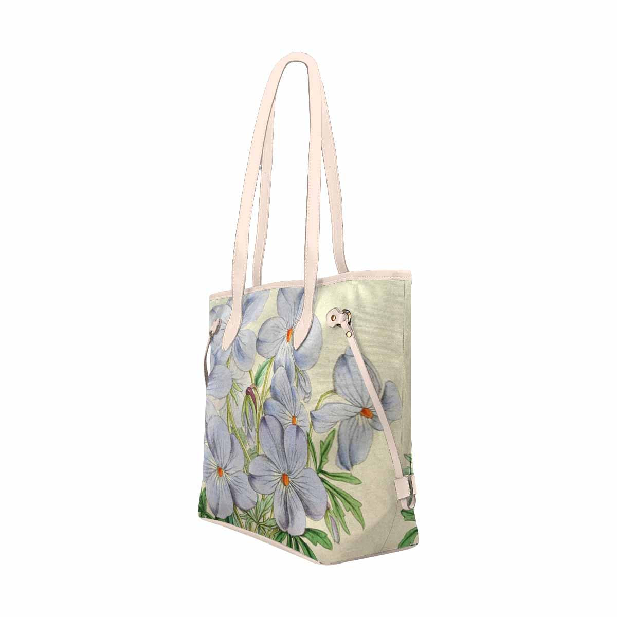 Vintage Floral Handbag, Classic Handbag, Mod 1695361 Design 13, BEIGE/TAN TRIM