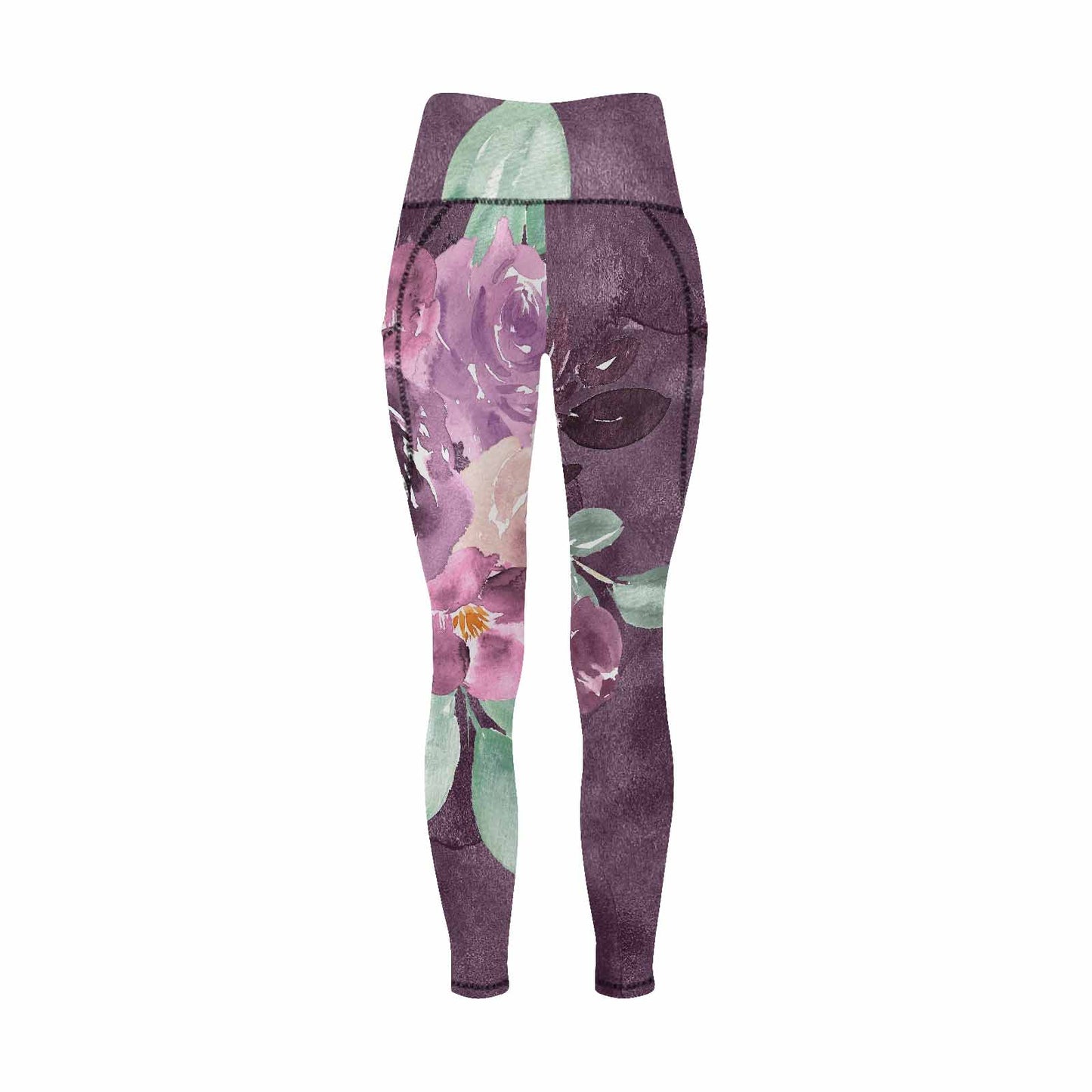Floral 2, active wear leggings, outside surge, design 29