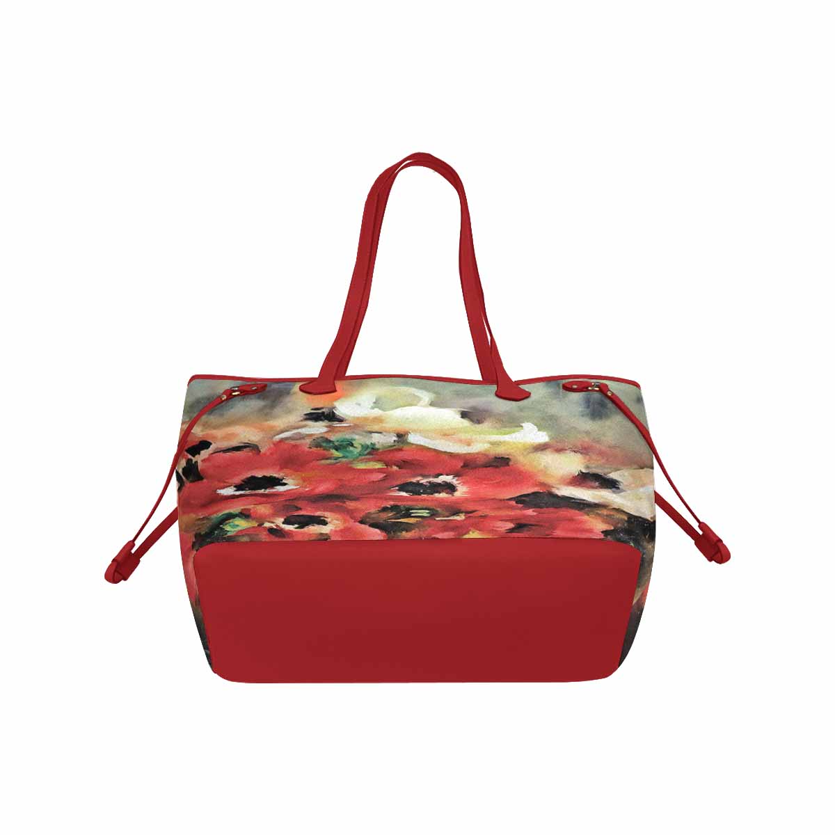 Vintage Floral Handbag, Classic Handbag, Mod 1695361 Design 14, RED TRIM