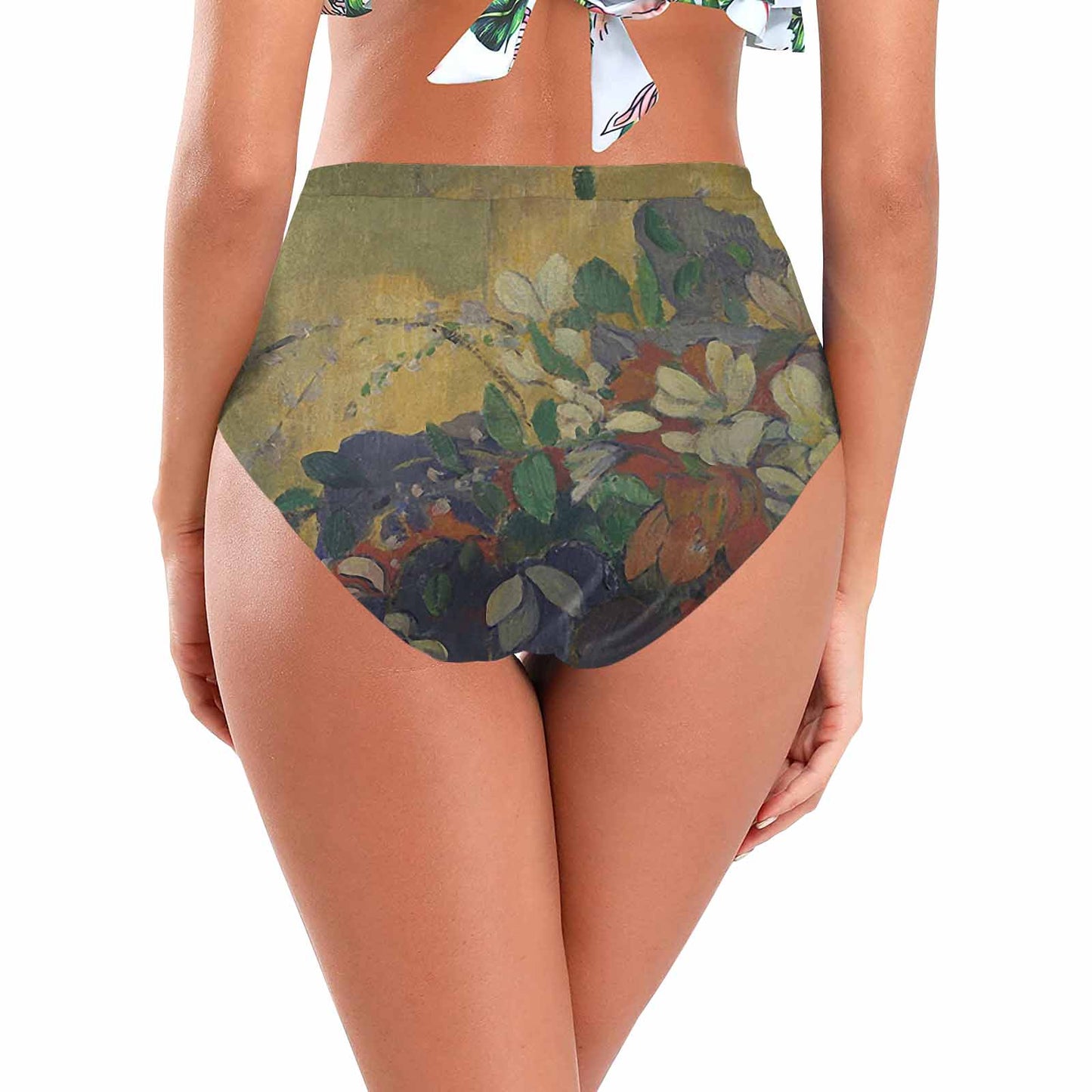 Vintage floral High waist bikini bottom, Design 10