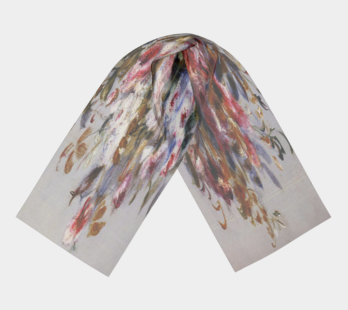 Vintage floral RECTANGLE satin charmeuse scarf, Design 12