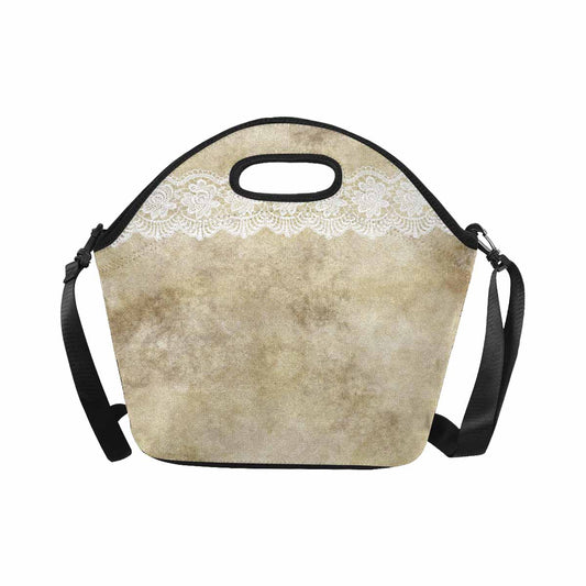 Victorian lace print insulated lunch bag, design 28