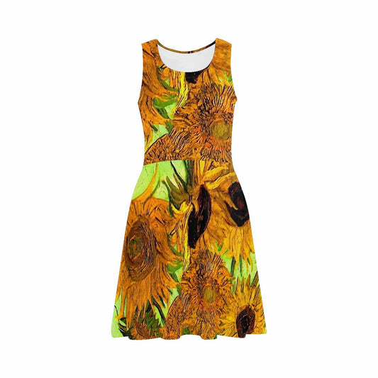 Vintage floral short summer flare dress,  XS to 3XL plus size, model D09534 Design 48
