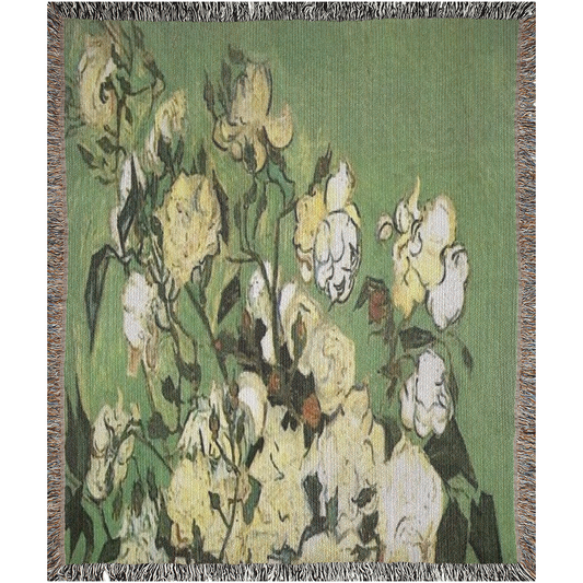 100% cotton Vintage Floral design woven blanket, 50 x 60 or 60 x 80in, Design 55