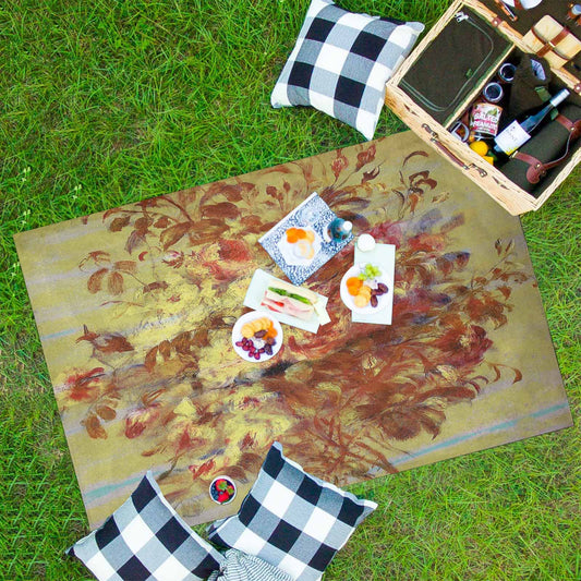 Vintage Floral waterproof picnic mat, 81 x 55in, Design 11