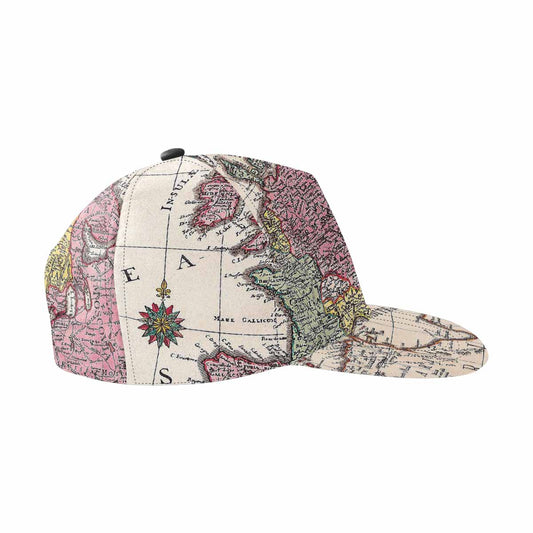 Antique Map design mens or womens deep snapback cap, trucker hat, Design 43