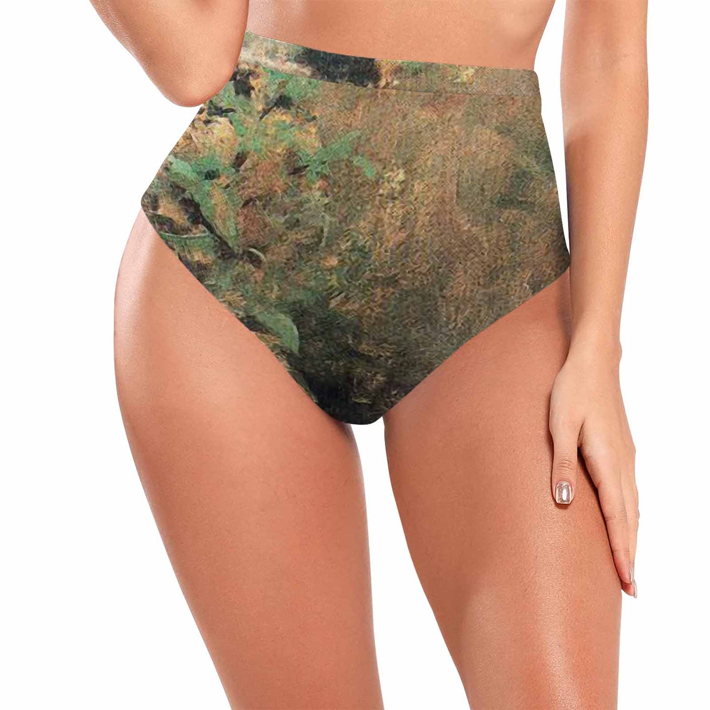 Vintage floral High waist bikini bottom, Design 34