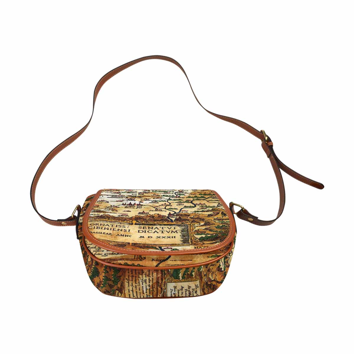 Antique Map design Handbag, saddle bag, Design 48