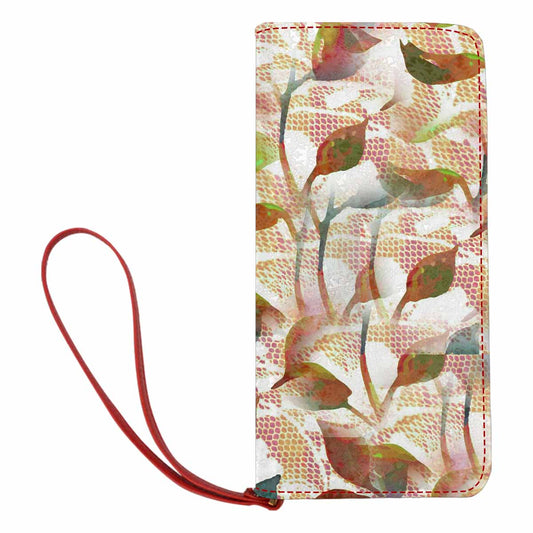 Victorian lace print womens wallet, clutch purse, red trim, design 52