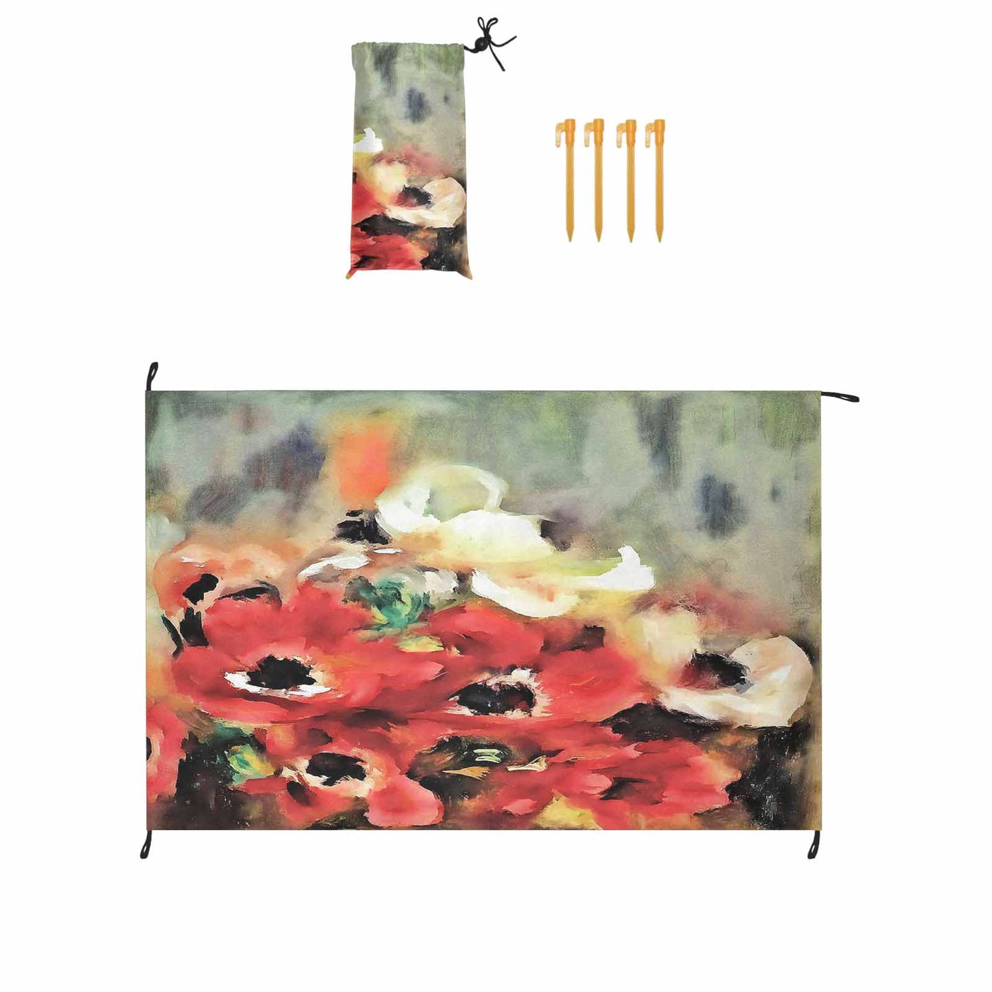 Vintage Floral waterproof picnic mat, 81 x 55in, Design 14