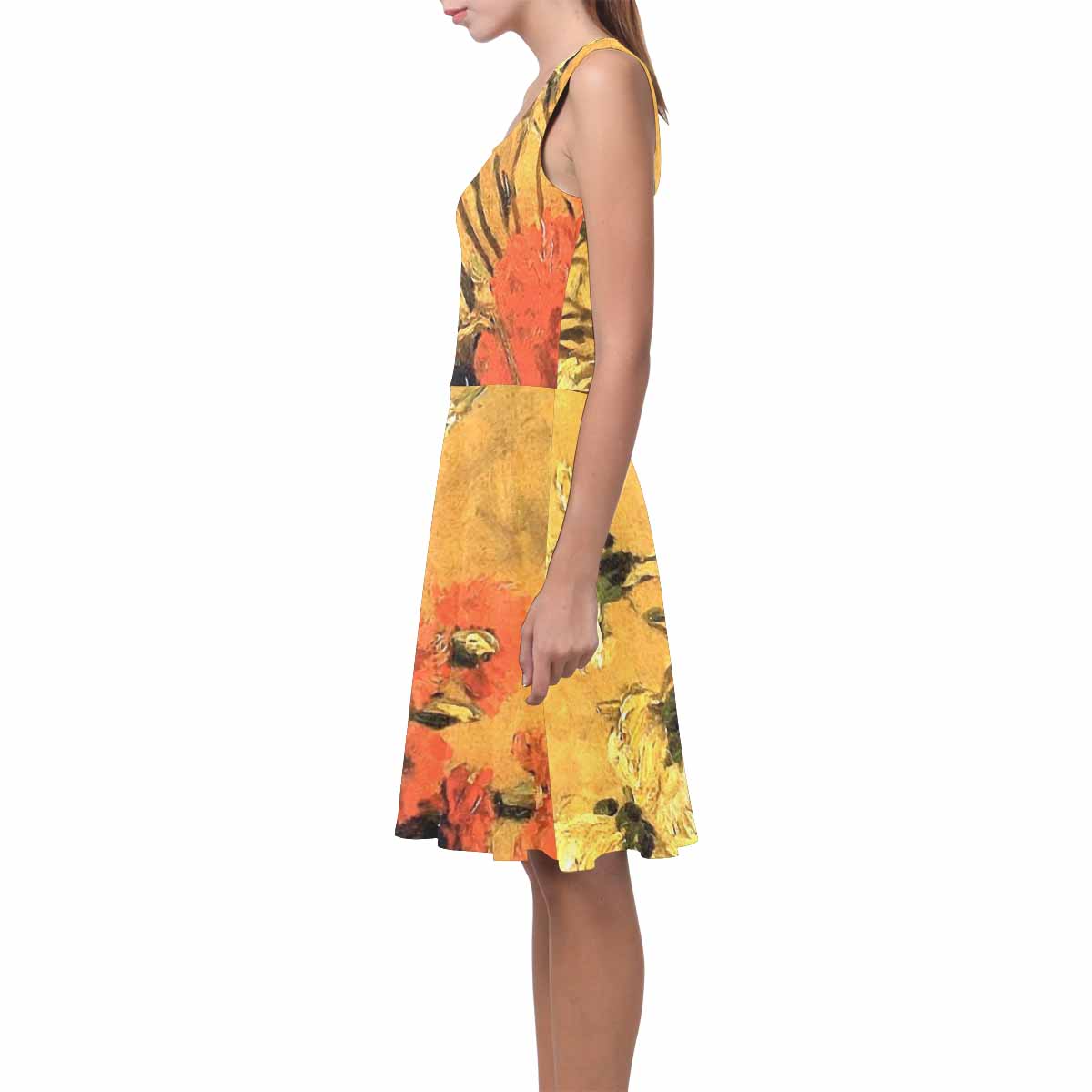 Vintage floral short summer flare dress,  XS to 3XL plus size, model D09534 Design 61